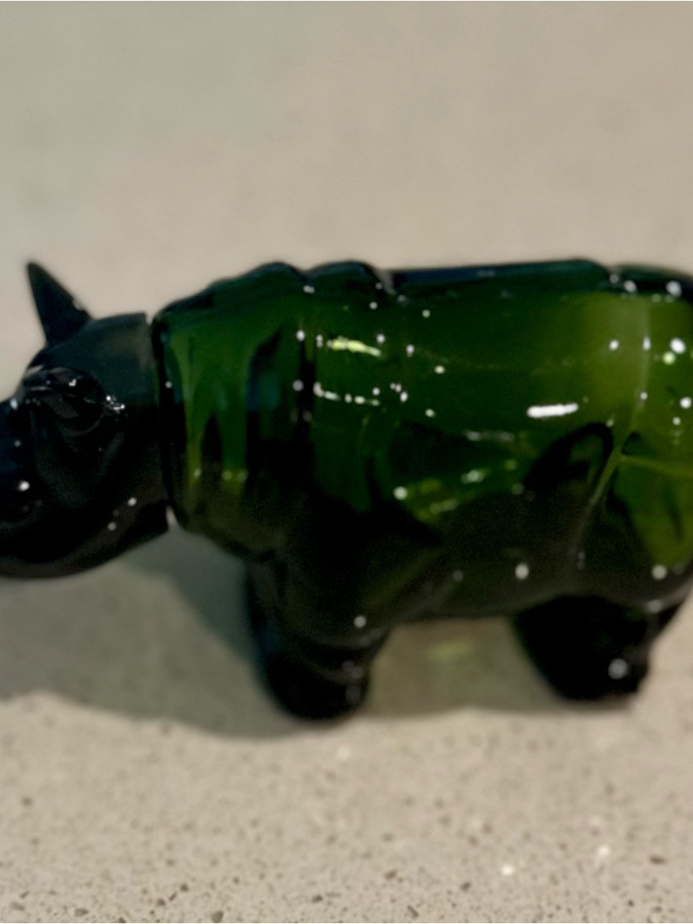 Avon Dark Green Glass Rhino Aftershave Bottle